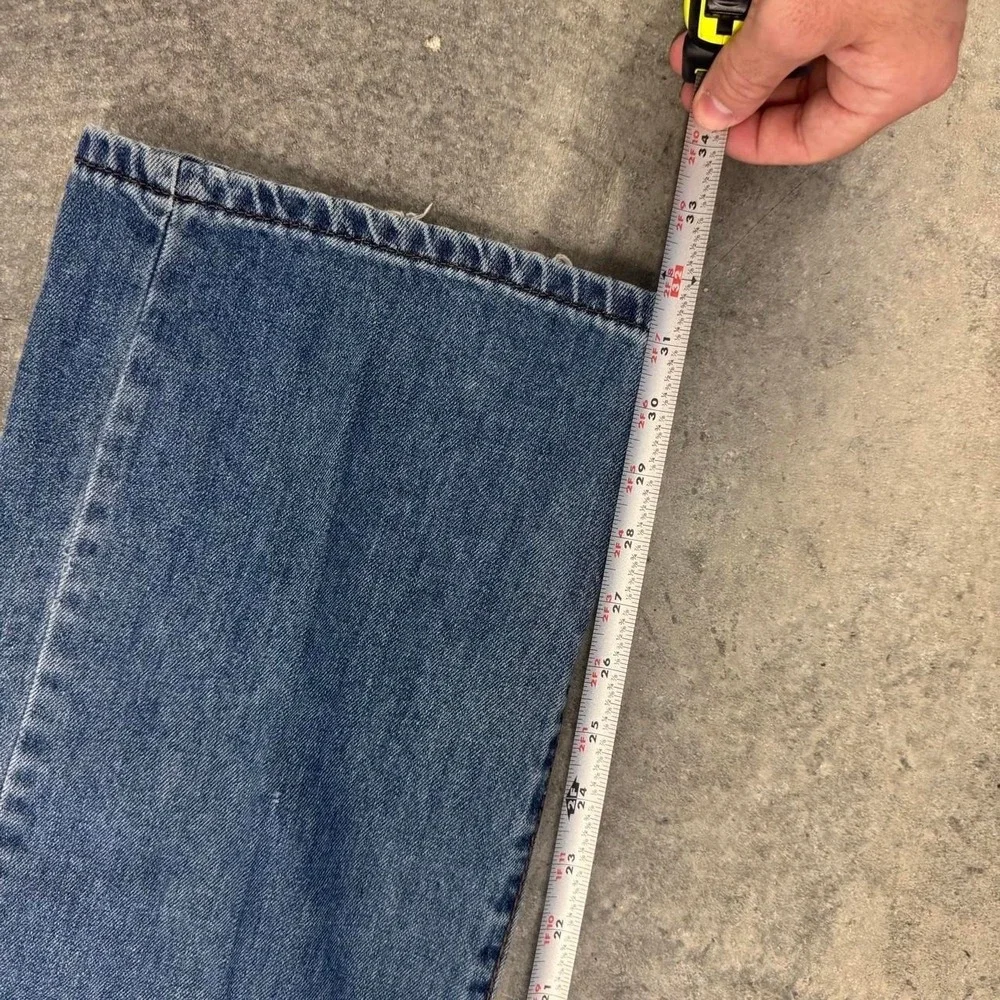 Baggy Embroidered Jeans Y2K Faded Skater Wide Leg Lightwash Denim Jeans 40x32